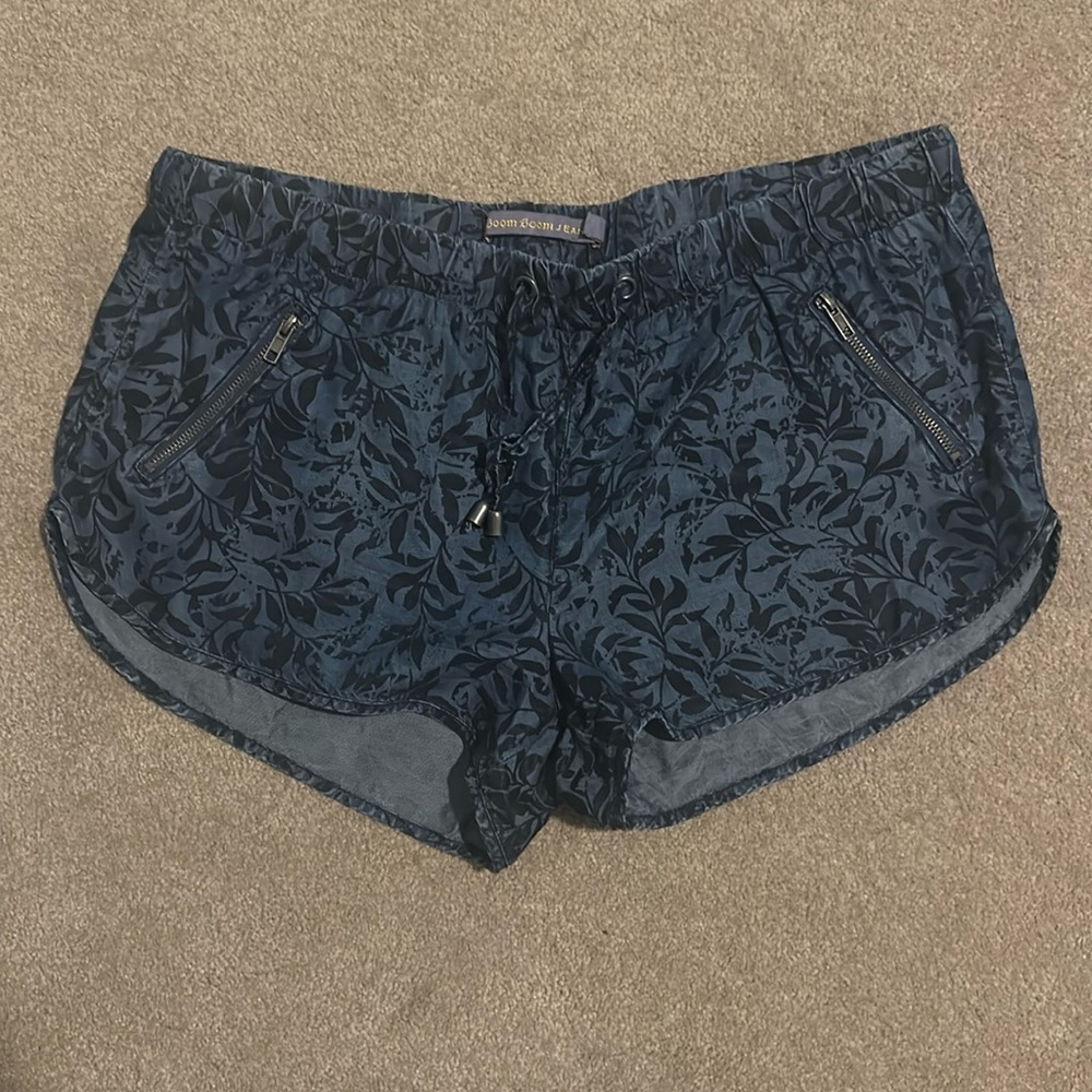 Denim drawstring shorts